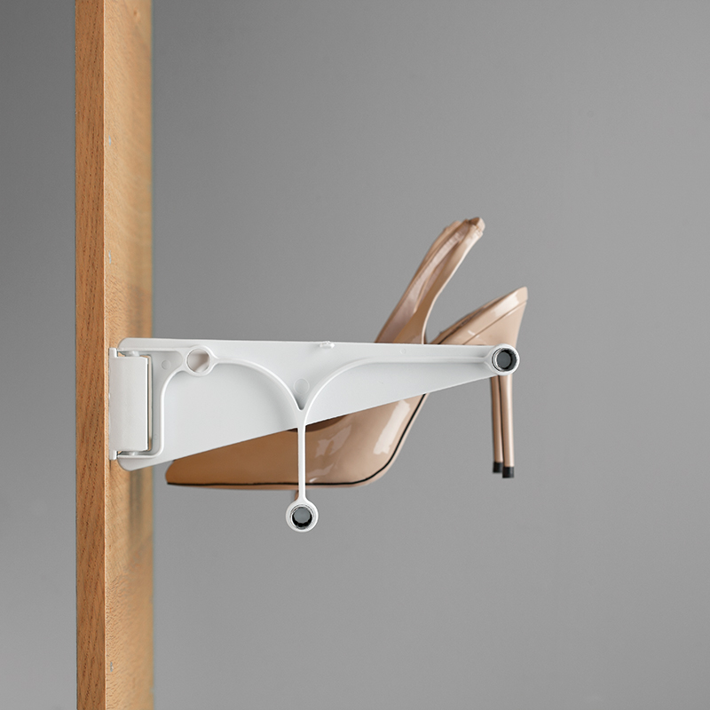 Tac - extendable wall-mounted shoe rack - white-bright aluminium 3